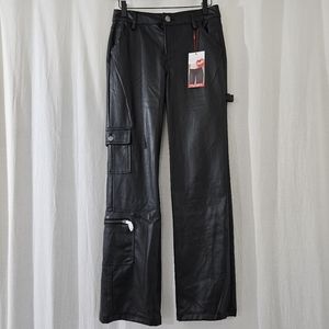 Hot Kiss P.U. Leather Cargo Mid Rise Pants in Black Junior's Size 7